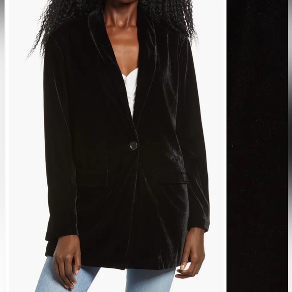 REVOLVE Endless Rose Black Velvet Blazer Jacket Size Medium - Picture 4 of 12